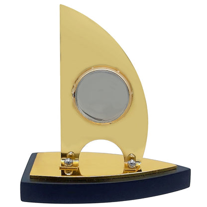 Wood Heart Golden Sail Desk Clock