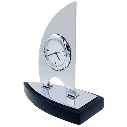 Wood Heart Silver Sail Desk Clock