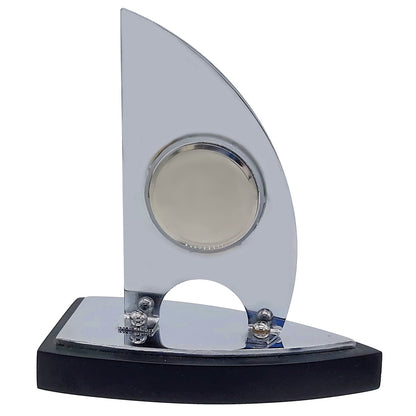 Wood Heart Silver Sail Desk Clock