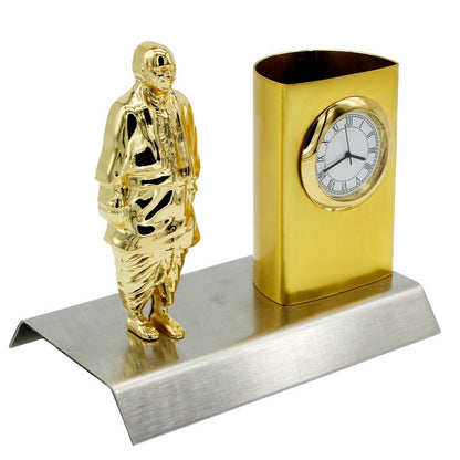 Wood Heart Sardar Vallabhbhai Patel Clock Pen Holder