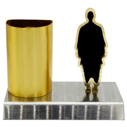 Wood Heart Sardar Vallabhbhai Patel Clock Pen Holder