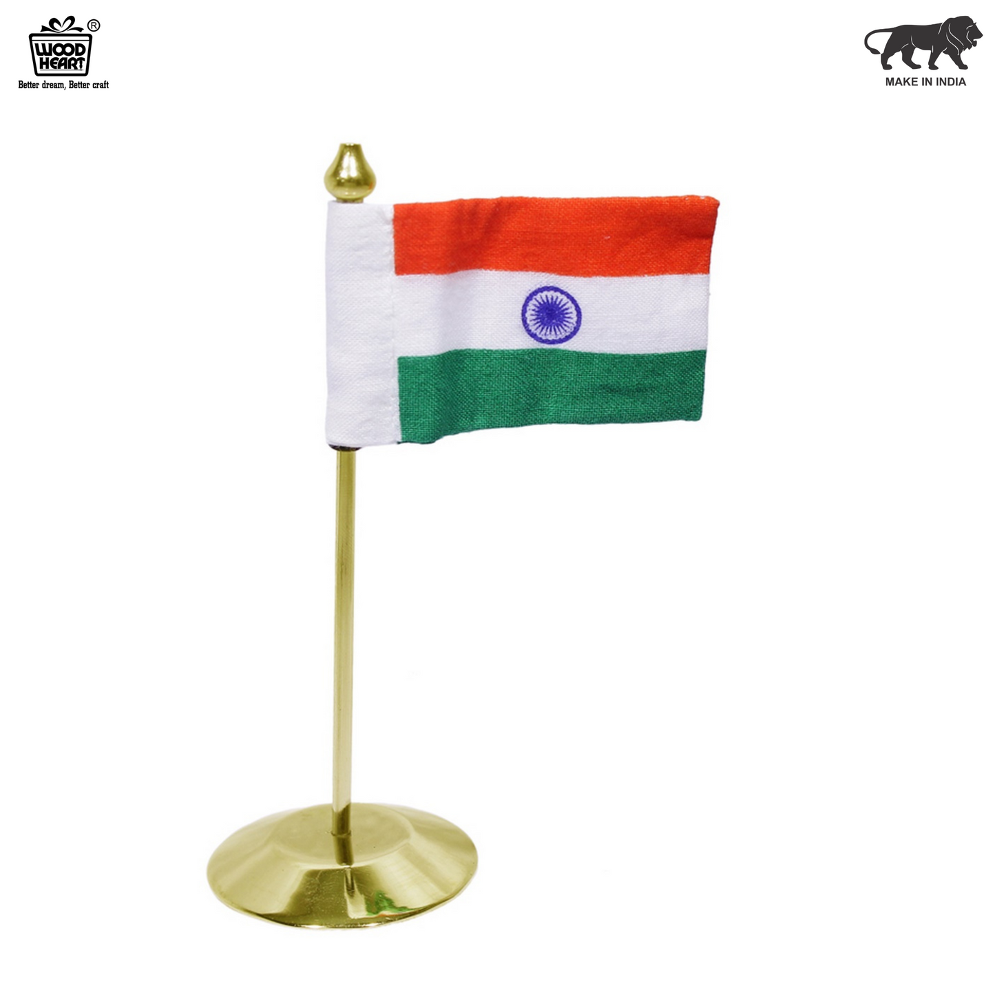 Indian National Table Flag with Classic Flared Brass Stand