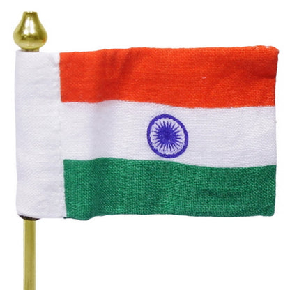 Indian National Table Flag with Classic Flared Brass Stand