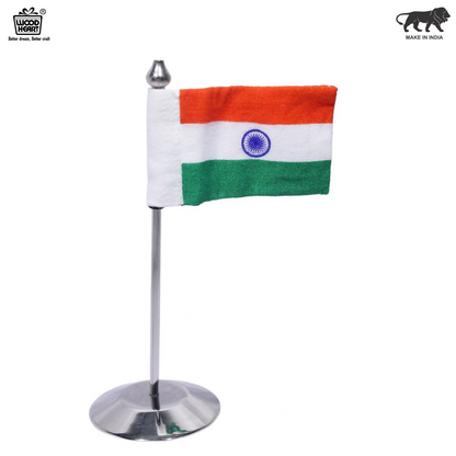 Indian Table Flag with Stainless Steel Flared Base – Sleek Mini Flag