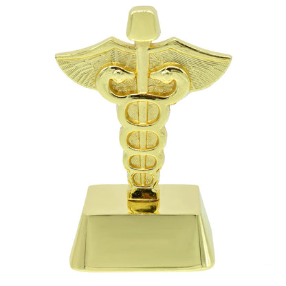 Wood Heart Caduceus Doctor's Symbol Desk Showpiece