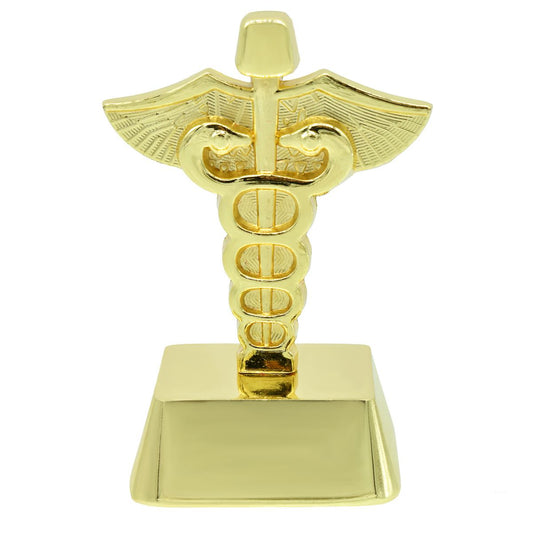 Wood Heart Caduceus Doctor's Symbol Desk Showpiece
