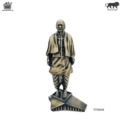 Wood Heart Sardar Vallabhbhai Patel Antique Brass Metal Statue