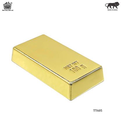 Wood Heart Gold Bar Paperweight/Showpiece