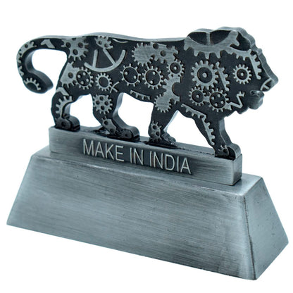 Wood Heart "Make in India" Lion Desktop Showpiece