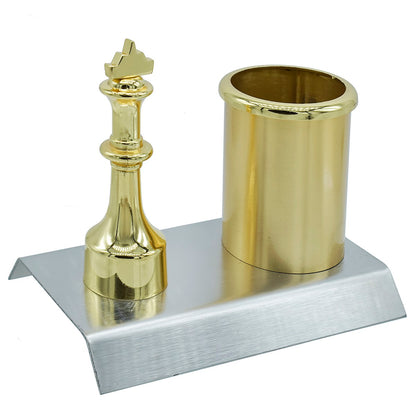 Wood Heart Chess King Pen Holder