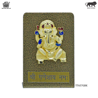 Wood Heart Ganesha Blessing Plaque