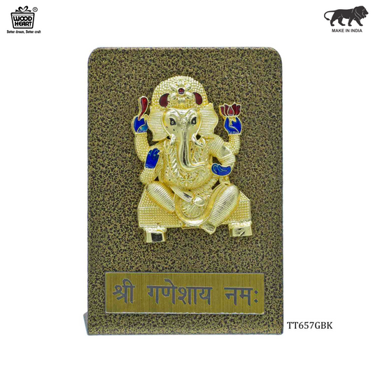 Wood Heart Ganesha Blessing Plaque