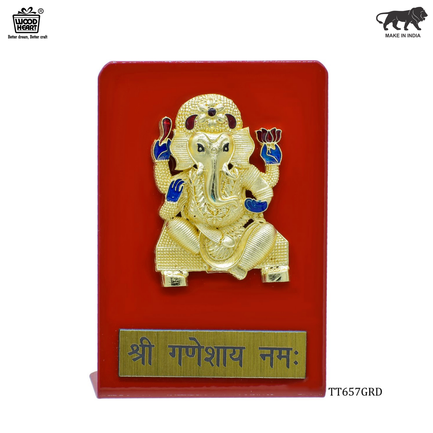 Wood Heart Ganesha Decorative Stand
