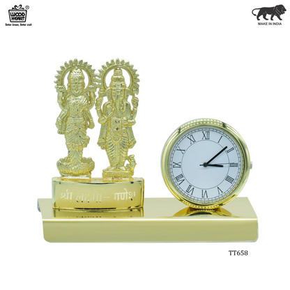 Destop Top Gold Shri Laxmi Ganesh With Watch