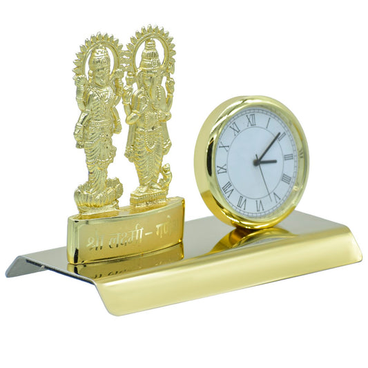 Destop Top Gold Shri Laxmi Ganesh With Watch
