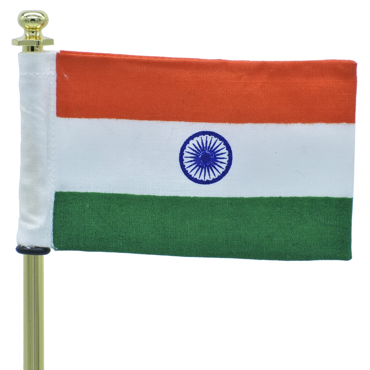 Indian Table Flag with Gold Finish Stand