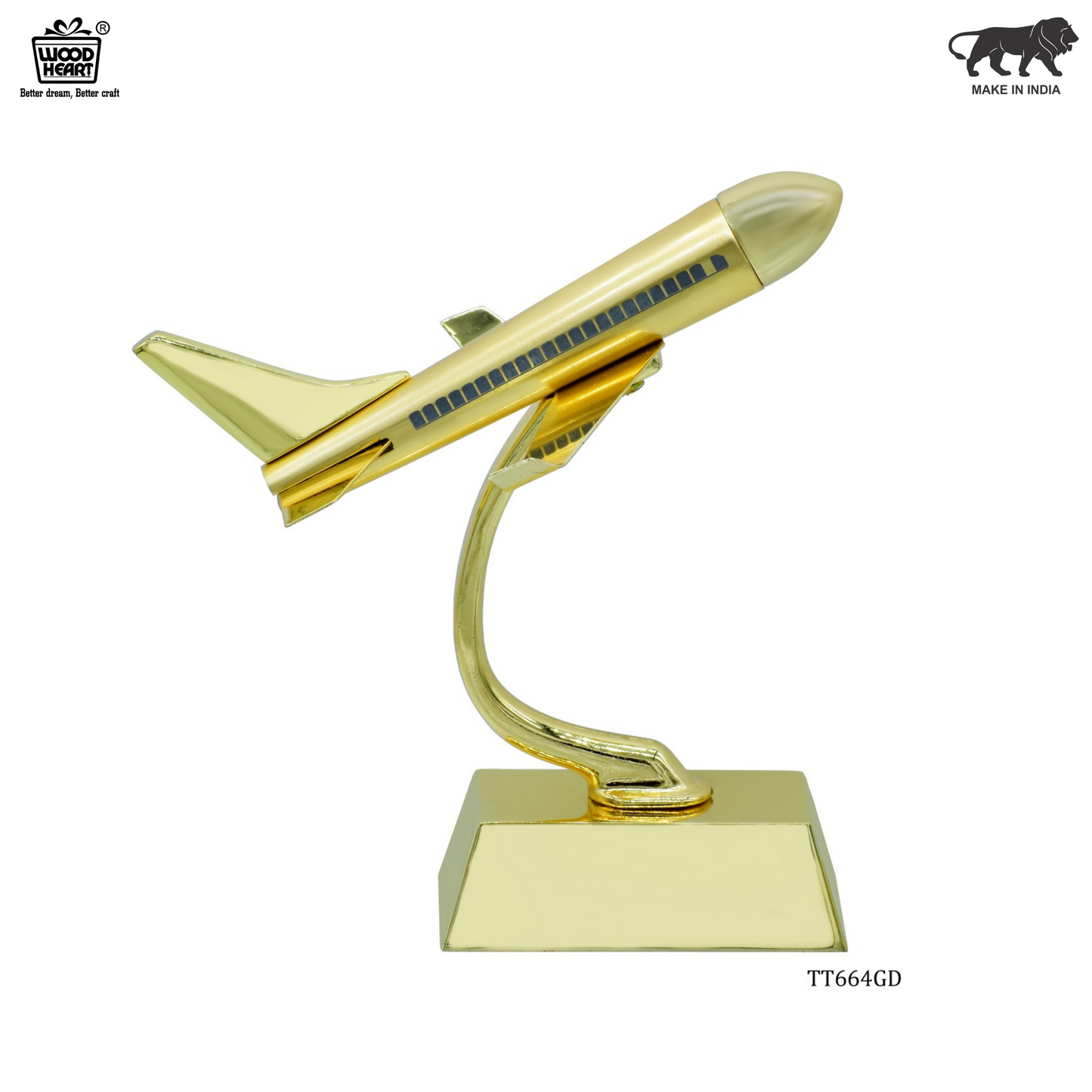 Golden Airplane Table Decor Showpiece – Premium Metal Finish