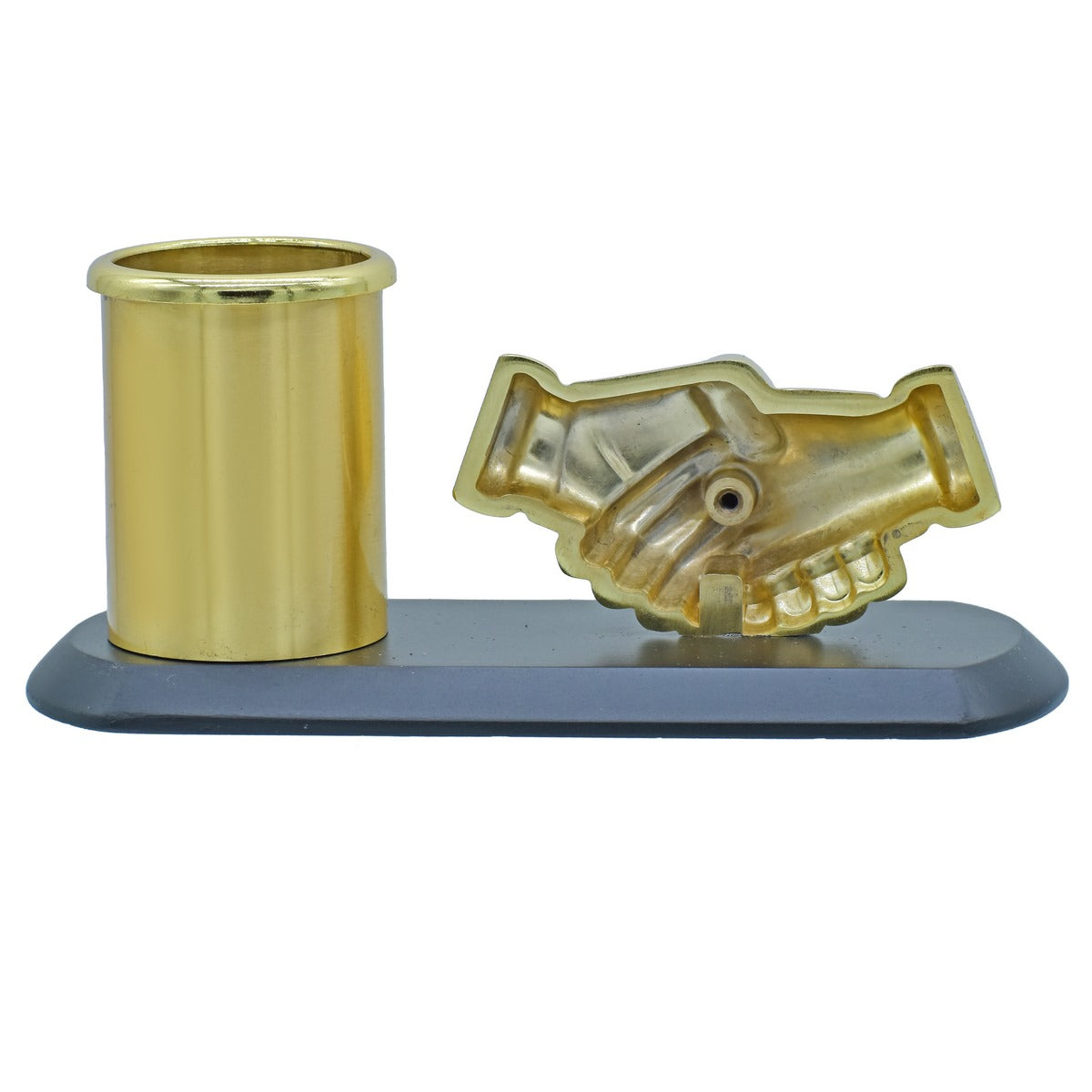 Golden Handshake Pen Stand – Elegant Desk Organizer