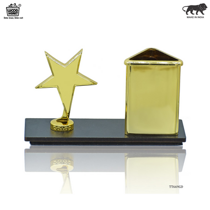 Golden Star Trophy Pen Holder – Premium Desk Organizer