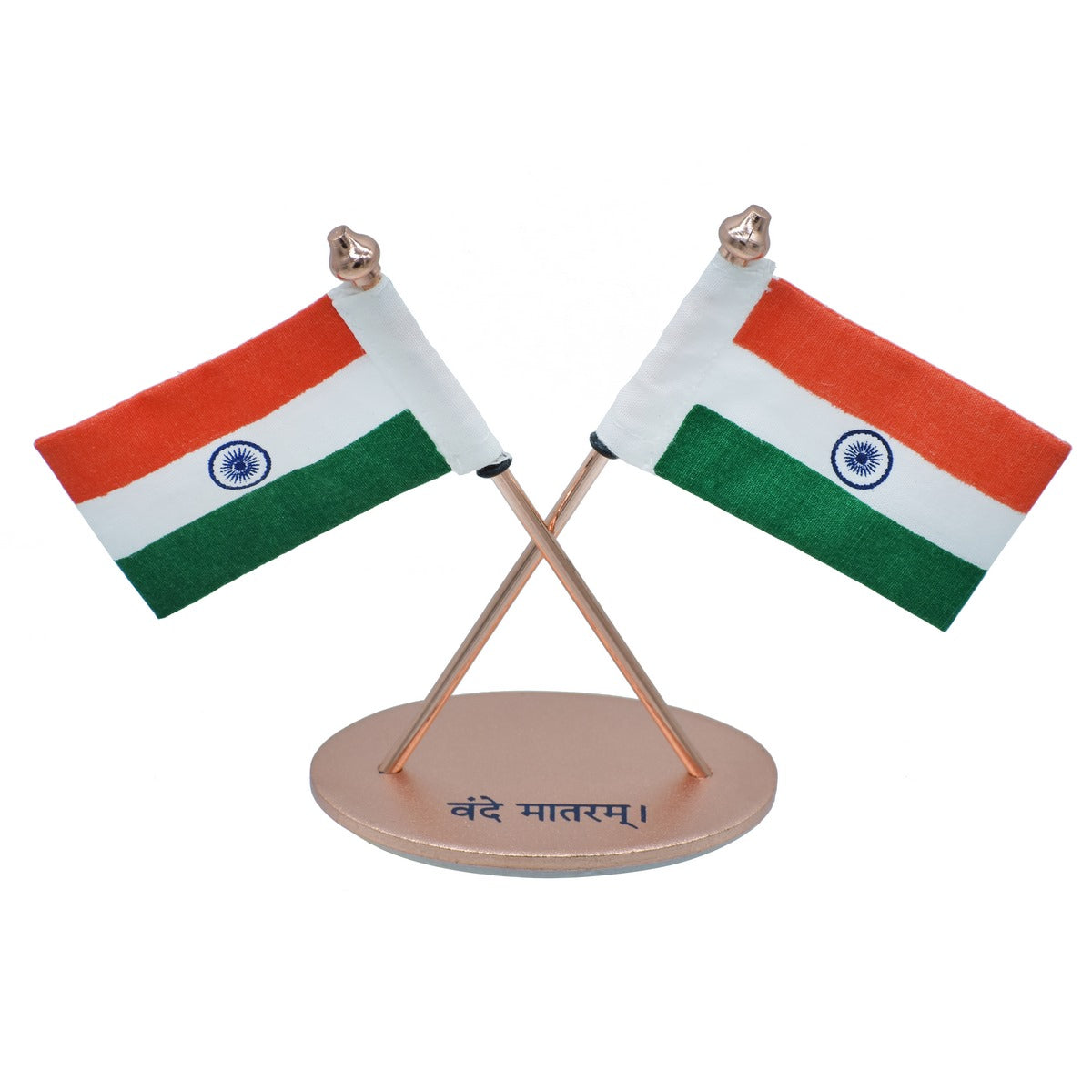 Dual Indian Flag Table Stand – Rose Gold Edition
