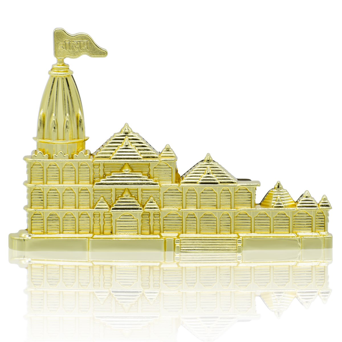 Gold-Plated Ram Mandir Replica Showpiece