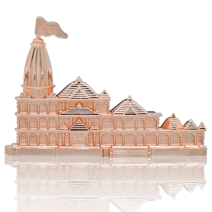 Rose Gold-Plated Ram Mandir Replica Showpiece
