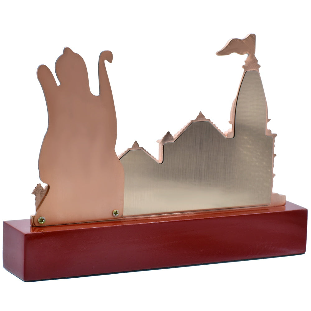 Shri Ram Mandir with Lord Ram Idol – Rose Gold Desktop Showpiece
