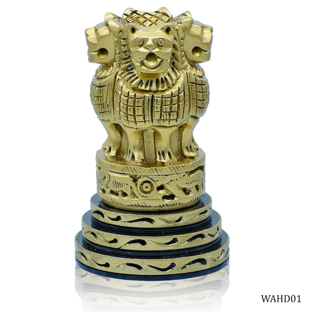 Wood Heart Golden Ashoka Pillar Emblem