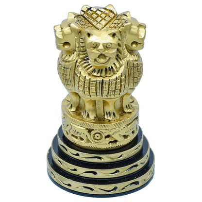 Wood Heart Golden Ashoka Pillar Emblem
