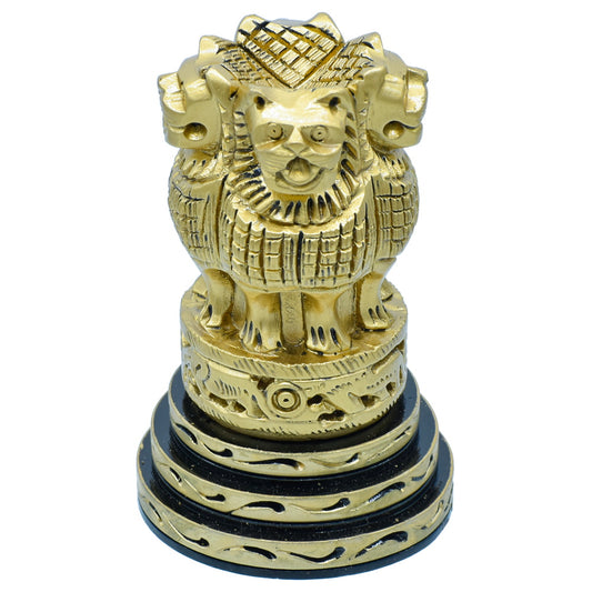 Wood Heart Golden Ashoka Pillar Emblem
