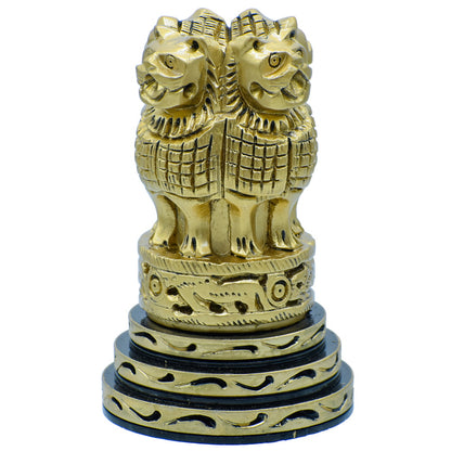 Wood Heart Golden Ashoka Pillar Emblem