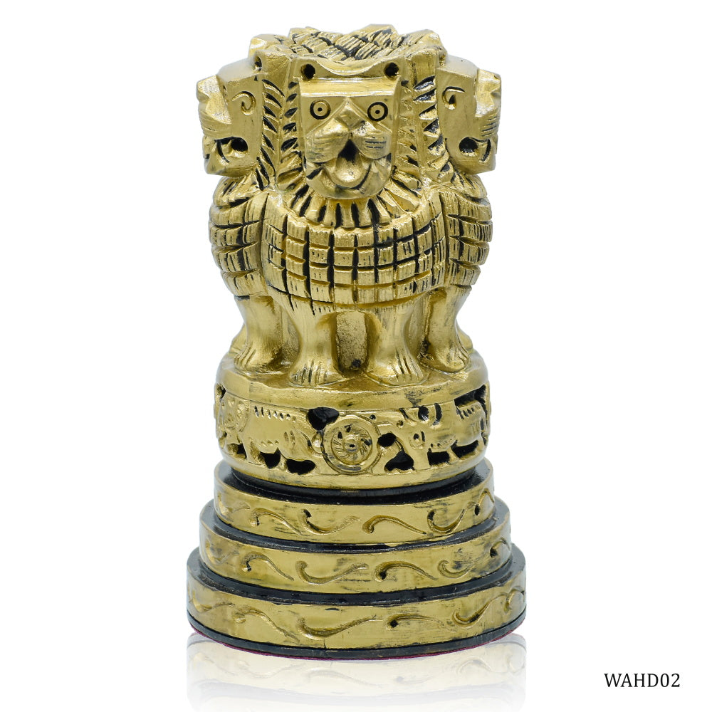 Wood Heart Polished Golden Ashoka Pillar Emblem