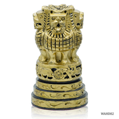 Wood Heart Polished Golden Ashoka Pillar Emblem