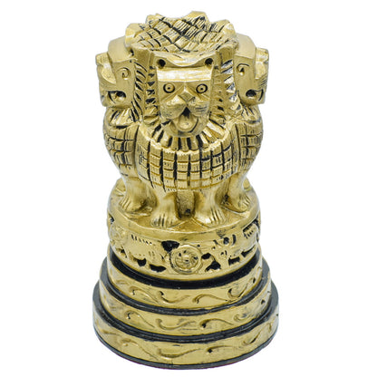 Wood Heart Polished Golden Ashoka Pillar Emblem