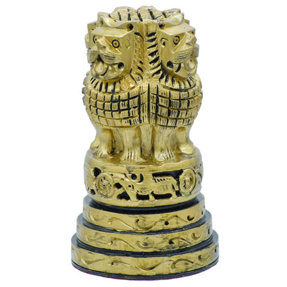 Wood Heart Polished Golden Ashoka Pillar Emblem