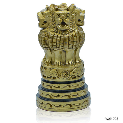 Wood Heart Polished Golden Ashoka Pillar Emblem
