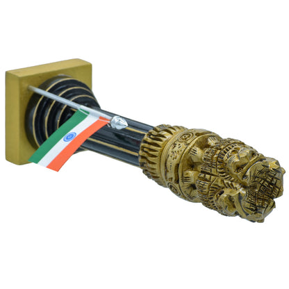 Polished Golden Ashoka Pillar with Indian Flag