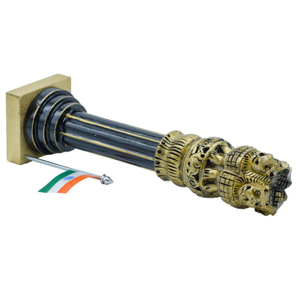 Polished Golden Ashoka Pillar with Indian Flag