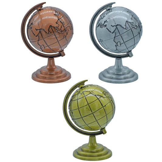 Miniature Metal World Globe – Desk & Shelf Décor