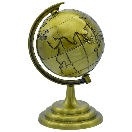 Vintage Brass Finish Mini Globe – Desk & Decorative Accent