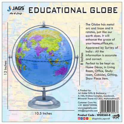 Classic World Globe with Chrome Stand – Educational & Decorative