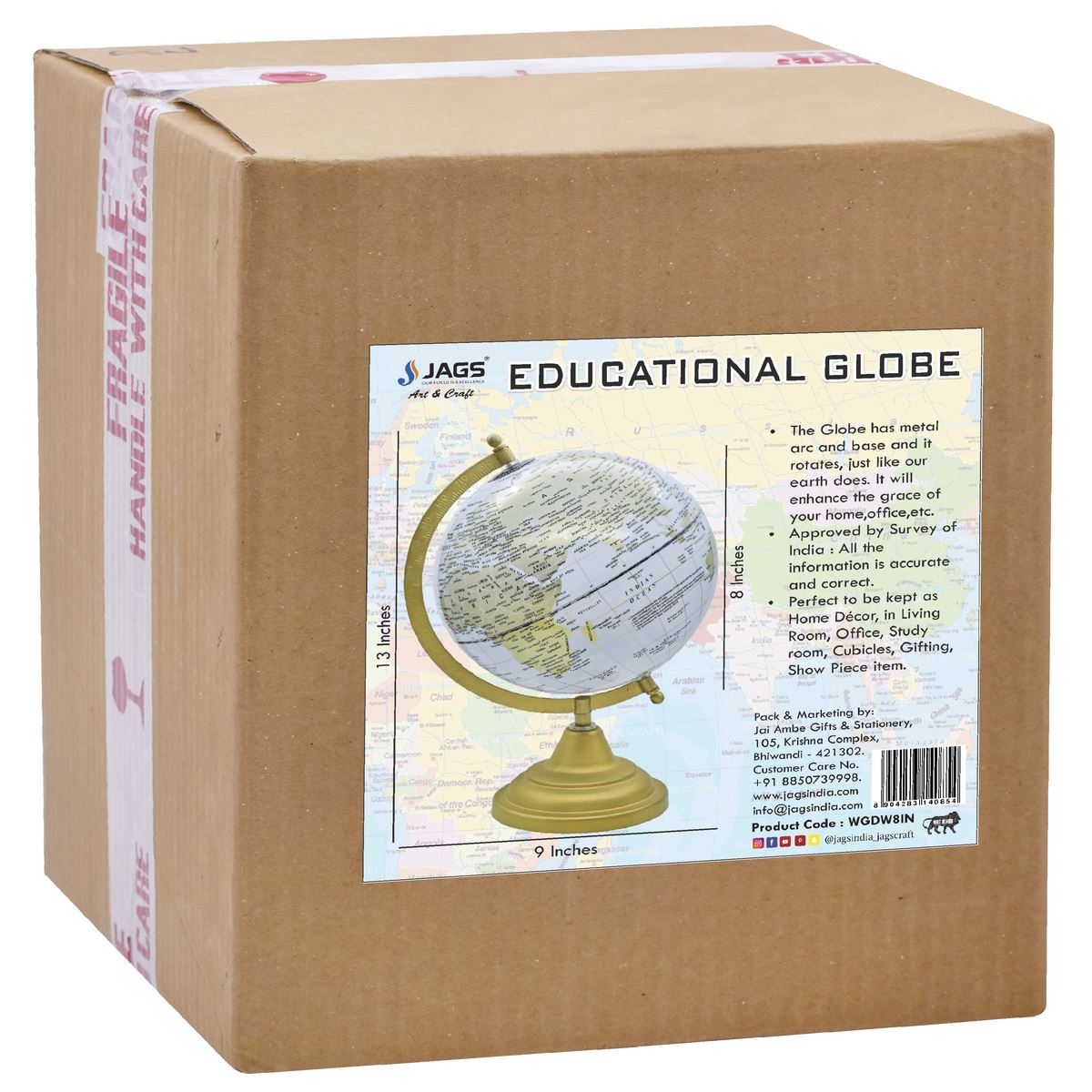Modern Luxe World Globe with Golden Stand – Decorative & Educational