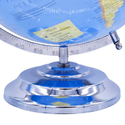 Premium Blue World Globe with Chrome Stand – 12 Inch