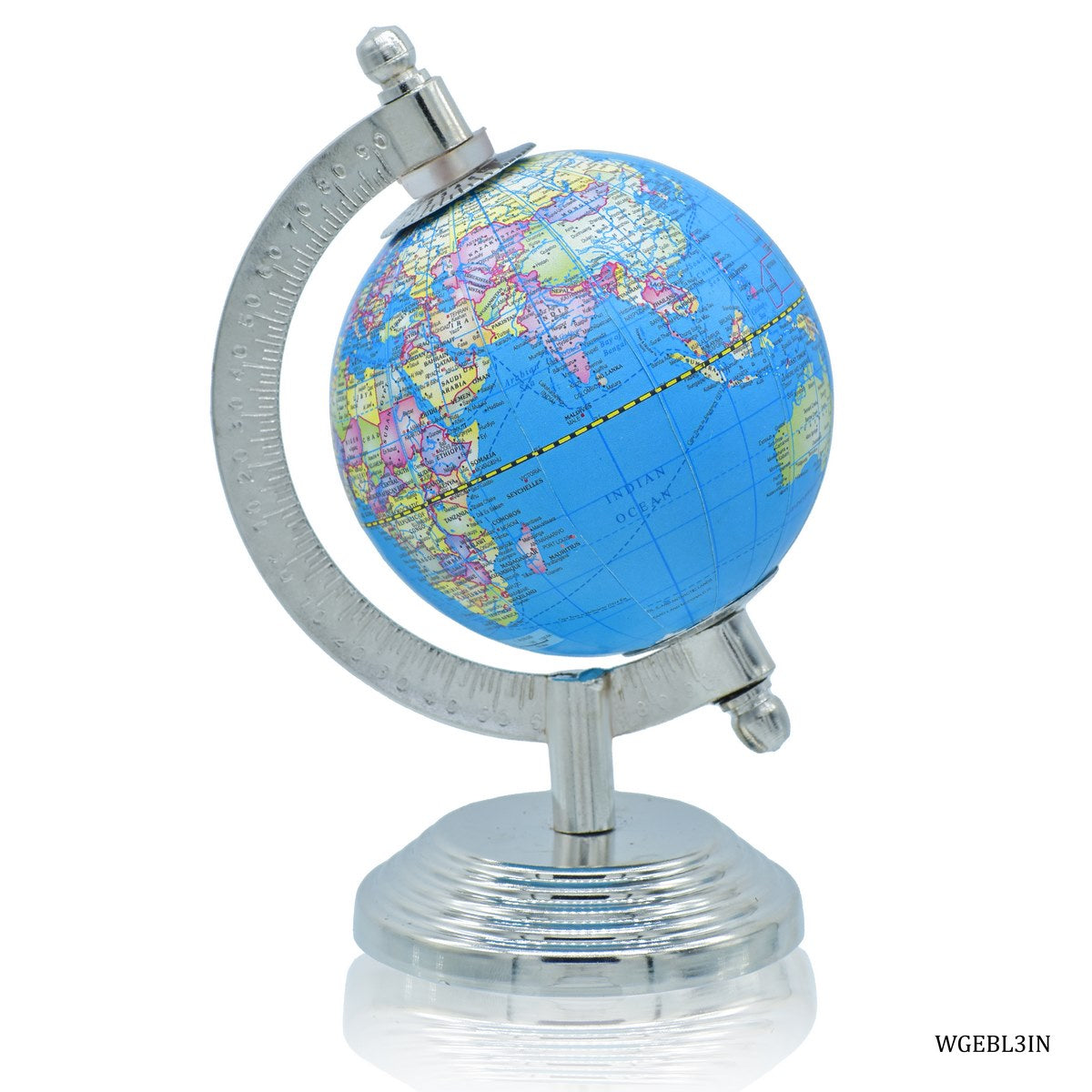 Classic Blue World Globe with Sleek Silver Stand – Educational & Decorative