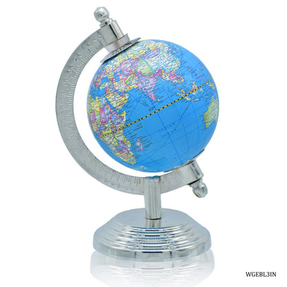 Classic Blue World Globe with Sleek Silver Stand – Educational & Decorative