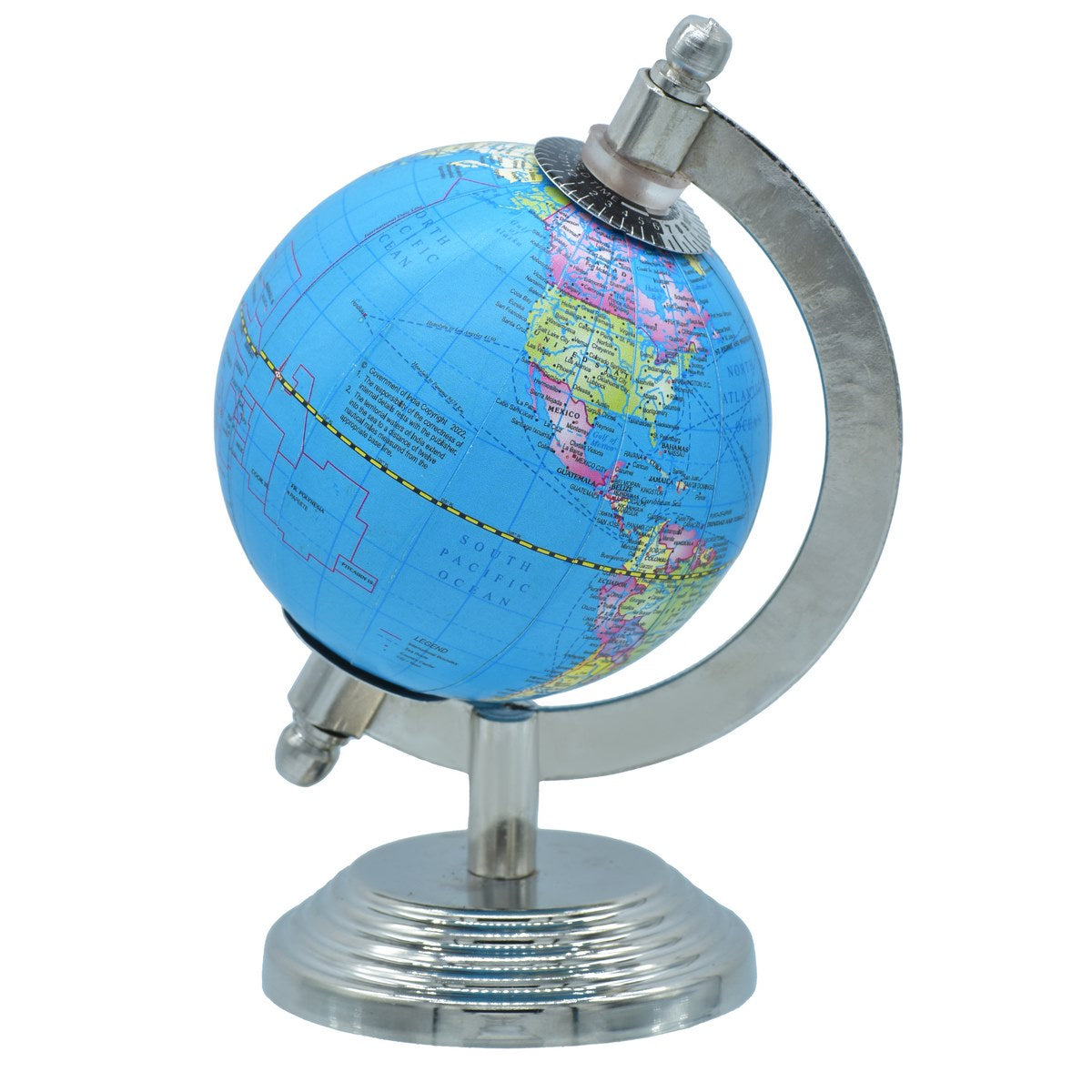 Classic Blue World Globe with Sleek Silver Stand – Educational & Decorative