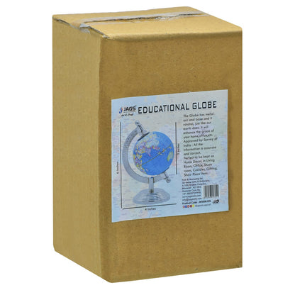 Classic Blue World Globe with Sleek Silver Stand – Educational & Decorative