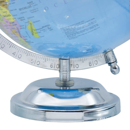 Premium Blue World Globe with Chrome Finish Stand – 8 Inch