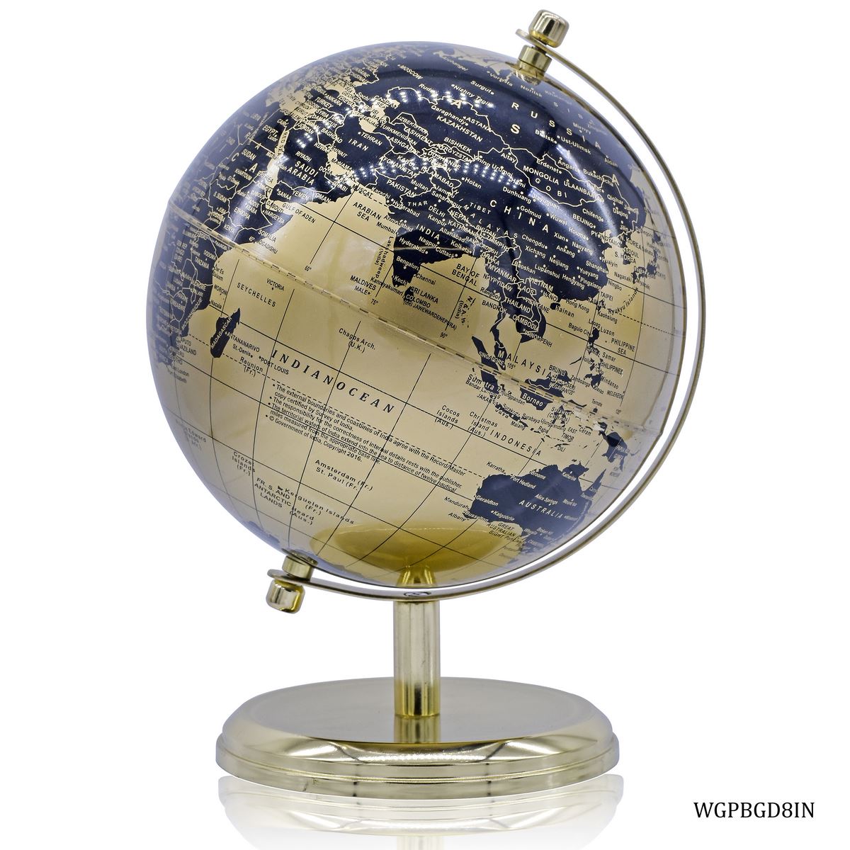 Luxury Gold & Navy Decorative World Globe – 8 Inch
