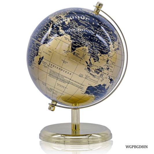 Luxury Gold & Navy Decorative World Globe – 8 Inch